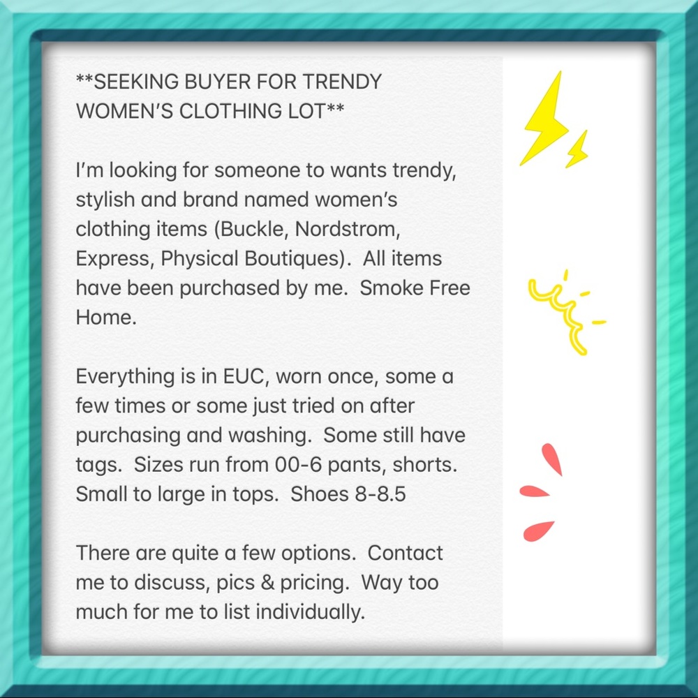 **SEEKING BUYER FOR TRENDY WOMEN’S CLOTHING LOT**